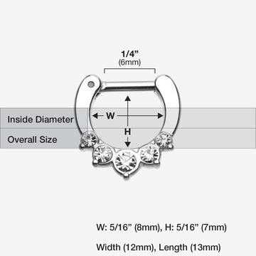 Detail View 1 of Classic Multi-Gem Precia Septum Clicker-Clear Gem